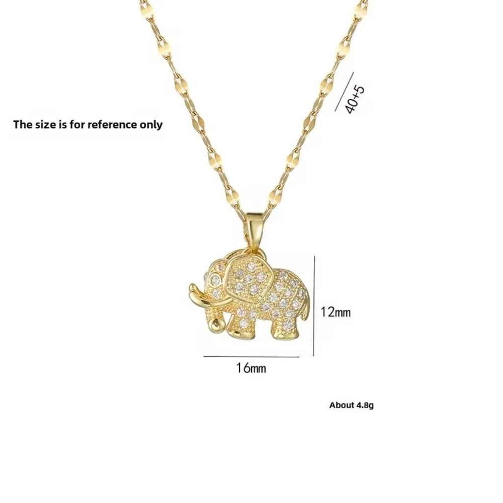 18K Gold 3D Elephant Bohemian Pave Diamond Inlay Pendant Necklace - Picture 11 of 11